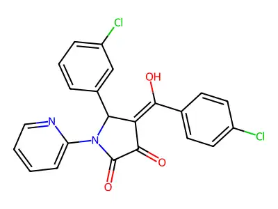 4-(4-chlorobenzoyl)-5-(3-chlorophenyl)-3-hydroxy-1-(pyridin-2-yl)-2,5-dihydro-1H-pyrrol-2-one structure