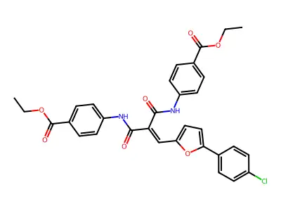 4-(2-{[5-(4-Chlorophenyl)furan-2-yl]methylidene}-2-{[4-(ethoxycarbonyl)-phenyl]carbamoyl}acetamido)benzoate structure