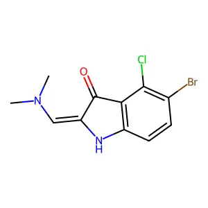 (2Z)-5-bromo-4-chloro-2-(dimethylaminomethylidene)-1H-indol-3-one structure
