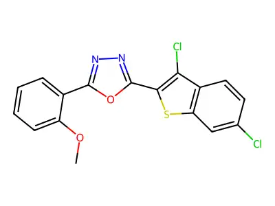 2-(3,6-Dichloro-1-benzothiophen-2-yl)-5-(2-methoxyphenyl)-1,3,4-oxadiazole structure