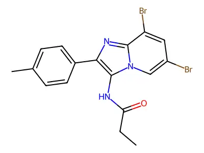 N-[6,8-dibromo-2-(4-methylphenyl)imidazo[1,2-a]pyridin-3-yl]propanamide structure