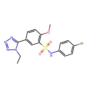 N-(4-bromophenyl)-5-(1-ethyltetrazol-5-yl)-2-methoxybenzenesulfonamide structure