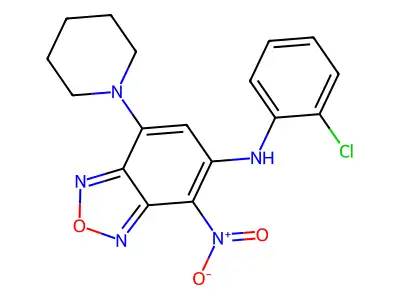 N-(2-chlorophenyl)-4-nitro-7-piperidin-1-yl-2,1,3-benzoxadiazol-5-amine structure