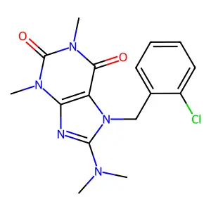 7-(2-chlorobenzyl)-8-(dimethylamino)-1,3-dimethyl-1H-purine-2,6(3H,7H)-dione structure