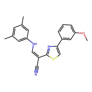 (E)-3-((3,5-dimethylphenyl)amino)-2-(4-(3-methoxyphenyl)thiazol-2-yl)acrylonitrile structure