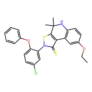 2-(5-chloro-2-phenoxyphenyl)-8-ethoxy-4,4-dimethyl-4,5-dihydroisothiazolo[5,4-c]quinoline-1(2H)-thione structure