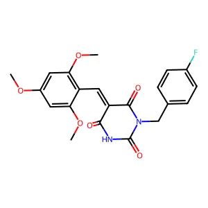 (5Z)-1-[(4-fluorophenyl)methyl]-5-[(2,4,6-trimethoxyphenyl)methylidene]-1,3-diazinane-2,4,6-trione structure