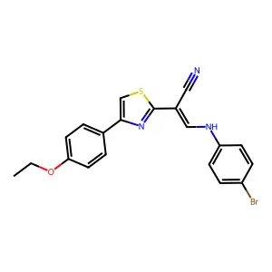 (E)-3-((4-bromophenyl)amino)-2-(4-(4-ethoxyphenyl)thiazol-2-yl)acrylonitrile structure