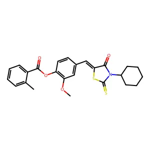 4-[(Z)-(3-cyclohexyl-4-oxo-2-thioxo-1,3-thiazolidin-5-ylidene)methyl]-2-methoxyphenyl 2-methylbenzoate structure