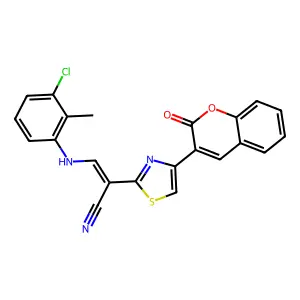 (Z)-3-((3-chloro-2-methylphenyl)amino)-2-(4-(2-oxo-2H-chromen-3-yl)thiazol-2-yl)acrylonitrile structure