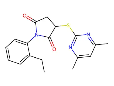 3-[(4,6-Dimethylpyrimidin-2-yl)sulfanyl]-1-(2-ethylphenyl)pyrrolidine-2,5-dione structure