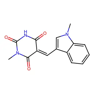 (5Z)-1-methyl-5-[(1-methylindol-3-yl)methylidene]-1,3-diazinane-2,4,6-trione structure