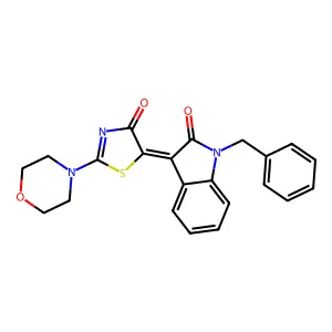 1-Benzyl-3-(2-morpholin-4-yl-4-oxo-4H-thiazol-5-ylidene)-1,3-dihydro-indol-2-one structure