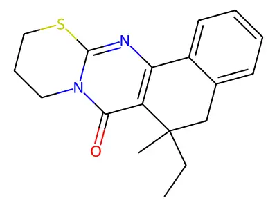 6-ethyl-6-methyl-5,6,10,11-tetrahydrobenzo[h][1,3]thiazino[2,3-b]quinazolin-7(9H)-one structure
