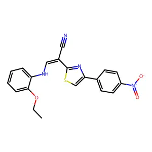 (E)-3-((2-ethoxyphenyl)amino)-2-(4-(4-nitrophenyl)thiazol-2-yl)acrylonitrile structure