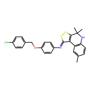 4-[(4-chlorobenzyl)oxy]-N-[(1Z)-4,4,8-trimethyl-4,5-dihydro-1H-[1,2]dithiolo[3,4-c]quinolin-1-ylidene]aniline structure