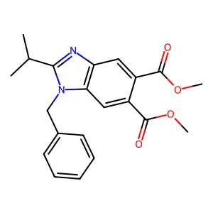 Dimethyl 1-benzyl-2-propan-2-ylbenzimidazole-5,6-dicarboxylate structure