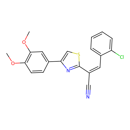 (Z)-3-(2-chlorophenyl)-2-(4-(3,4-dimethoxyphenyl)thiazol-2-yl)acrylonitrile structure