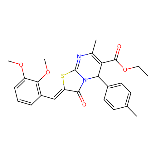 ethyl (2Z)-2-(2,3-dimethoxybenzylidene)-7-methyl-5-(4-methylphenyl)-3-oxo-2,3-dihydro-5H-[1,3]thiazolo[3,2-a]pyrimidine-6-carboxylate structure
