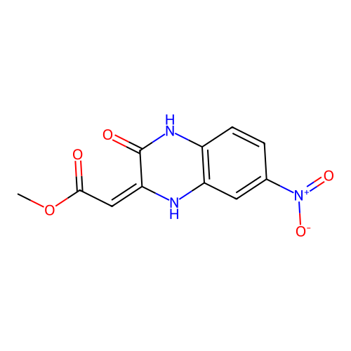 (E)-methyl 2-(7-nitro-3-oxo-3,4-dihydroquinoxalin-2(1H)-ylidene)acetate structure