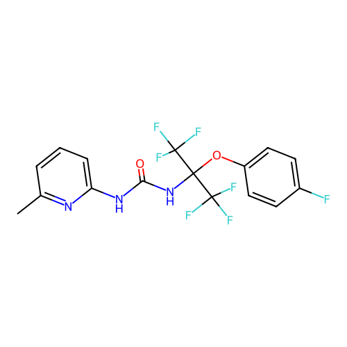 1-[1,1,1,3,3,3-hexafluoro-2-(4-fluorophenoxy)propan-2-yl]-3-(6-methylpyridin-2-yl)urea structure