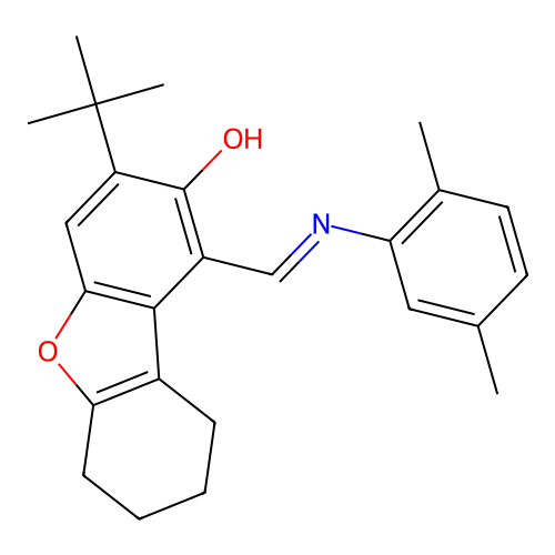 3-tert-butyl-1-[(2,5-dimethylanilino)methylidene]-6,7,8,9-tetrahydrodibenzofuran-2-one structure