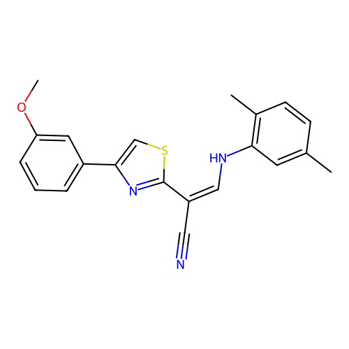 (Z)-3-((2,5-dimethylphenyl)amino)-2-(4-(3-methoxyphenyl)thiazol-2-yl)acrylonitrile structure
