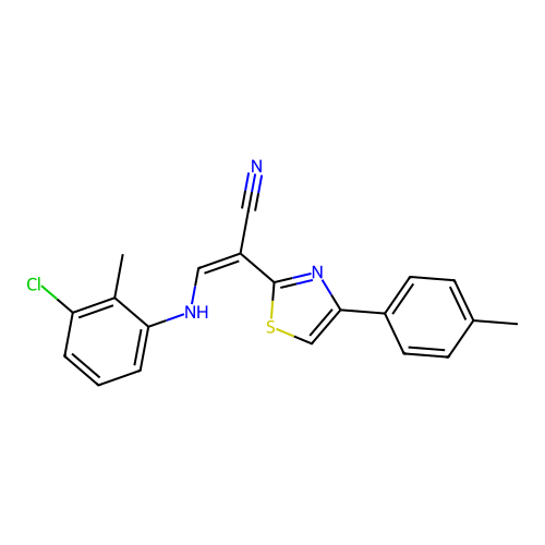 (Z)-3-((3-chloro-2-methylphenyl)amino)-2-(4-(p-tolyl)thiazol-2-yl)acrylonitrile structure