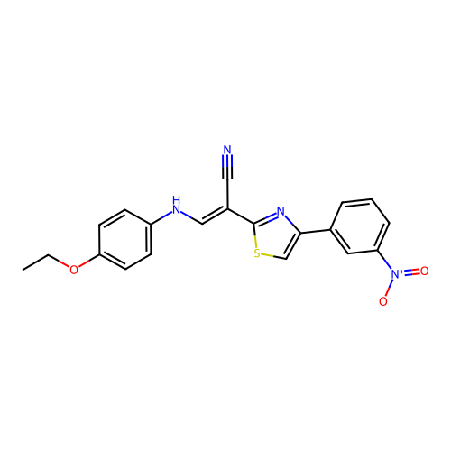 (2E)-3-[(4-ethoxyphenyl)amino]-2-[4-(3-nitrophenyl)-1,3-thiazol-2-yl]prop-2-enenitrile structure
