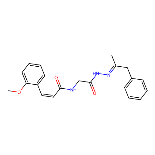 (Z)-3-(2-Methoxy-phenyl)-N-[1-methyl-2-phenyl-eth-(E)-ylidene-hydrazinocarbonylmethyl]-acrylamide structure