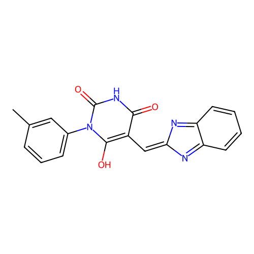 Pyrimidine-2,4,6-trione, 5-(1H-benzoimidazol-2-ylmethylene)-1-(m-tolyl)- structure