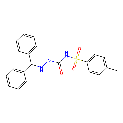 2-(diphenylmethyl)-N-[(4-methylphenyl)sulfonyl]hydrazinecarboxamide structure