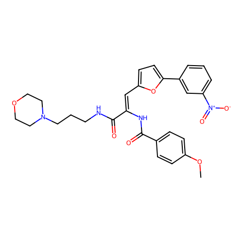 (2Z)-2-[(4-methoxyphenyl)carbonylamino]-N-(3-morpholin-4-ylpropyl)-3-[5-(3-nit rophenyl)(2-furyl)]prop-2-enamide structure