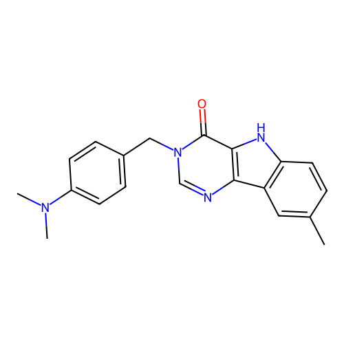 3-[4-(dimethylamino)benzyl]-8-methyl-3,5-dihydro-4H-pyrimido[5,4-b]indol-4-one structure
