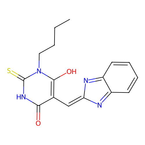 5-(1H-Benzoimidazol-2-ylmethylene)-1-butyl-2-thioxo-dihydro-pyrimidine-4,6-dione structure