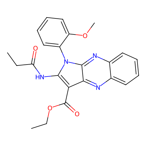 ethyl 1-(2-methoxyphenyl)-2-(propanoylamino)-1H-pyrrolo[2,3-b]quinoxaline-3-carboxylate structure