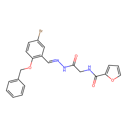 (E)-N-(2-(2-(2-(benzyloxy)-5-bromobenzylidene)hydrazinyl)-2-oxoethyl)furan-2-carboxamide structure