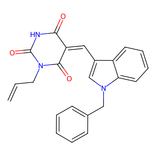 (5Z)-5-[(1-benzylindol-3-yl)methylidene]-1-prop-2-enyl-1,3-diazinane-2,4,6-trione structure