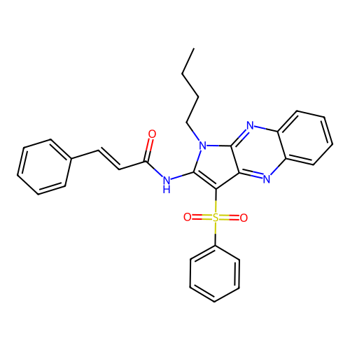 (E)-N-[3-(benzenesulfonyl)-1-butylpyrrolo[3,2-b]quinoxalin-2-yl]-3-phenylprop-2-enamide structure