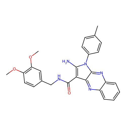 2-amino-N-(3,4-dimethoxybenzyl)-1-(p-tolyl)-1H-pyrrolo[2,3-b]quinoxaline-3-carboxamide structure