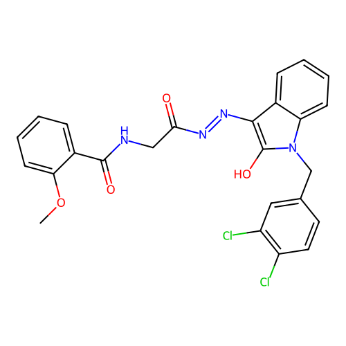 N-({N'-[(3E)-1-[(3,4-DICHLOROPHENYL)METHYL]-2-OXO-2,3-DIHYDRO-1H-INDOL-3-YLIDENE]HYDRAZINECARBONYL}METHYL)-2-METHOXYBENZAMIDE structure