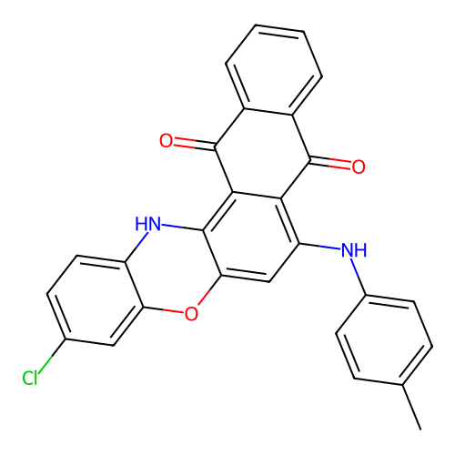 3-chloro-7-[(4-methylphenyl)amino]-8H-naphtho[2,3-a]phenoxazine-8,13(14H)-dione structure