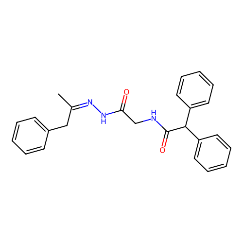 (Z)-N-(2-oxo-2-(2-(1-phenylpropan-2-ylidene)hydrazinyl)ethyl)-2,2-diphenylacetamide structure