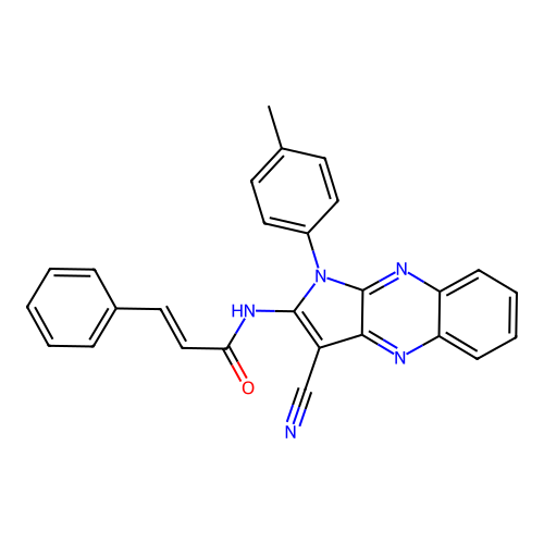 N-(3-cyano-1-(p-tolyl)-1H-pyrrolo[2,3-b]quinoxalin-2-yl)cinnamamide structure