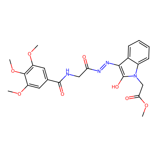 METHYL 2-[(3E)-2-OXO-3-({2-[(3,4,5-TRIMETHOXYPHENYL)FORMAMIDO]ACETAMIDO}IMINO)-2,3-DIHYDRO-1H-INDOL-1-YL]ACETATE structure