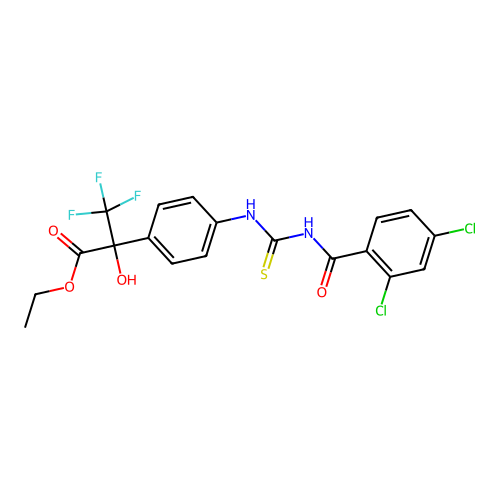 2-{4-[3-(2,4-Dichloro-benzoyl)-thioureido]-phenyl}-3,3,3-trifluoro-2-hydroxy-propionic acid ethyl ester structure