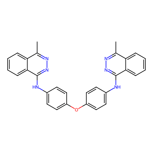 N,N'-(oxydibenzene-4,1-diyl)bis(4-methylphthalazin-1-amine) structure