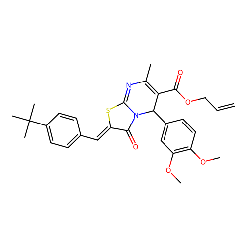 (Z)-allyl 2-(4-(tert-butyl)benzylidene)-5-(3,4-dimethoxyphenyl)-7-methyl-3-oxo-3,5-dihydro-2H-thiazolo[3,2-a]pyrimidine-6-carboxylate structure