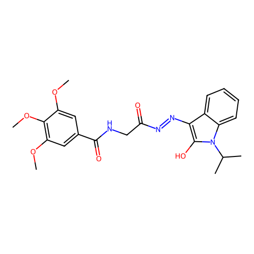 3,4,5-trimethoxy-N-[[(2-oxo-1-propan-2-yl-indol-3-ylidene)amino]carbamoylmethyl]benzamide structure