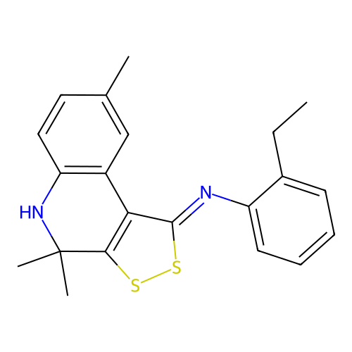 N-(2-ethylphenyl)-4,4,8-trimethyl-5H-dithiolo[3,4-c]quinolin-1-imine structure